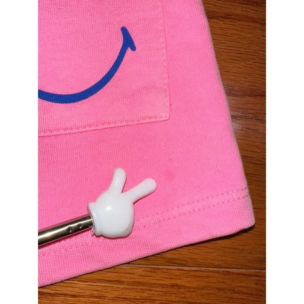 Zara Kids x Smiley World Neon Pink Sequin Smiley Face Cotton Shorts Size 6